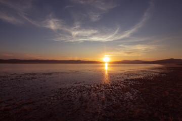 Contemplating the sunset by the lake