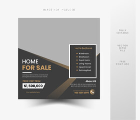 Real estate social media post design template for advertising marketing