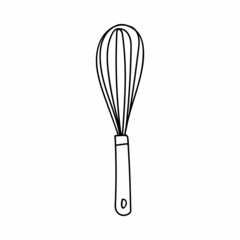 Doodle wire whisk icon in vector. Hand drawn wire whisk icon in vector