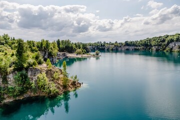 Beautiful Zakrzowek lake in Krakow, Poland. Water reservoir