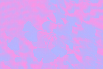 Neon magenta violet color background with ginkgo leaves pattern