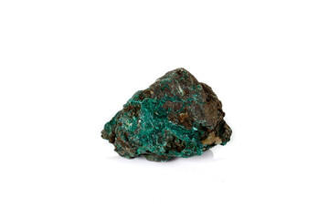 Macro mineral stone Malachite against white background