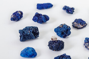 Macro mineral stone Malachite and Azurite against white background