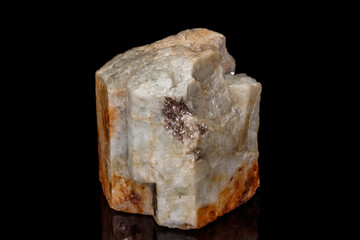 macro mineral stone Topaz on a black background