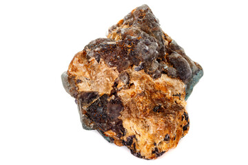 macro mineral fluorite stone on white background