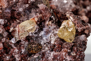 Macro mineral stone.Golden Apatite on a white background