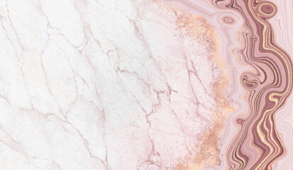 abstract marbling texture, white marble with pink veins, artificial stone illustration, hand painted background, creative wallpaper