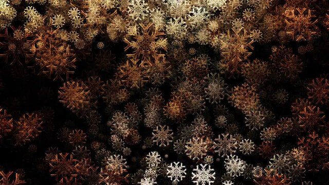 Falling golden snow flakes HD Background
