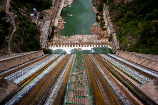 The dam at Sau Reservoir in Spain