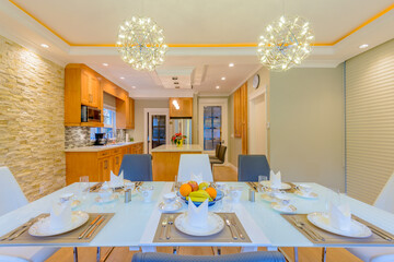 Modern dining room in luxury house.
