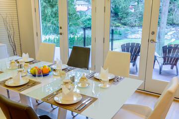 Modern dining room in luxury house.
