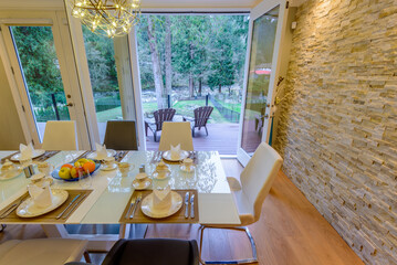 Modern dining room in luxury house.