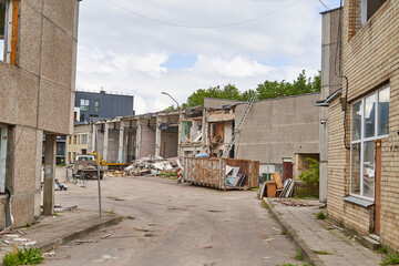 Old industrial building being demolished 