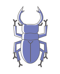 クワガタのイラスト主線　アイコン　夏のイメージのシンプルで可愛いイラスト　アイコン