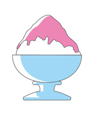 カキ氷のアイコン　イラスト主線　夏のイメージのシンプルで可愛いイラスト　アイコン