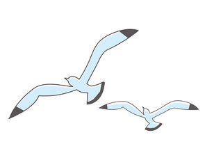 カモメ鴎のアイコン　イラスト主線　夏のイメージのシンプルで可愛いイラスト　アイコン