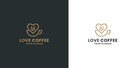 coffee lovers logo design. love coffee logo inspiration