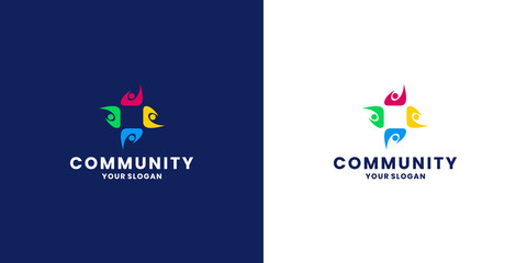 Fototapeta na wymiar community logo design, human, team work logo design template