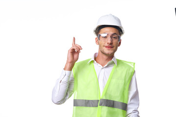 engineer in working uniform protective clothing documents construction