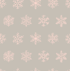 Naklejka na ściany i meble Seamless snowflake Christmas pattern. Winter holiday texture, snowfall doodle hand drawn background.