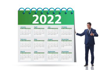 Businessman in the calendar concept of year 2022
