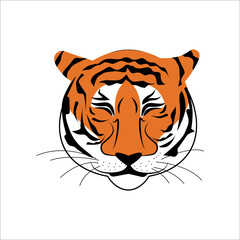 The face of a tiger. Flat style. Vector Illustration.