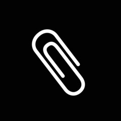 Obraz premium Paper clip icon isolated on black background. Paper clip icon for web site, app, ui and logo. Creative concept, vector illustration, eps 10