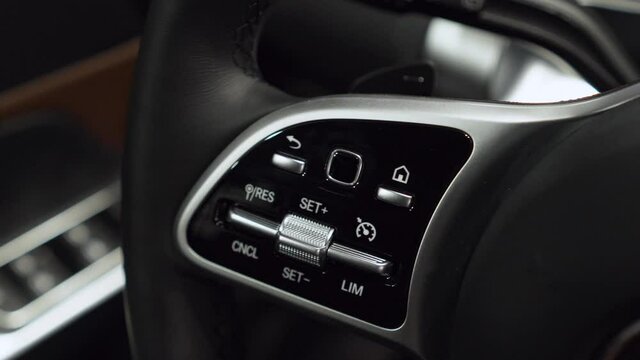 steering wheel of car control music. Control button