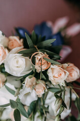bouquet of roses with rings