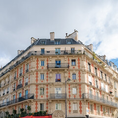 Fototapeta na wymiar Paris, beautiful buildings, place Leon Blum in the 11e district 