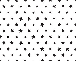 Seamless pattern with black stars  on a white background	