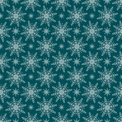 Pattern with snowflakes on a blue background.