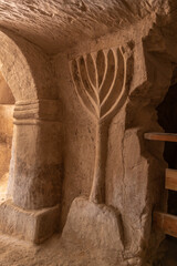 Cave of the Warrior and the Menorah in the Menorah Caves Compound at Bet She'arim in Kiryat Tivon, Israel
