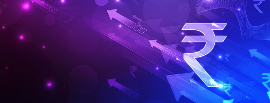 Indian Rupee symbol on financial Background, Growth of Indian stock market, Abstract finance background, Stock market Concept background