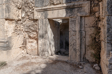 Fototapeta na wymiar Mausoleum Cave in the Menorah Caves Compound at Bet She'arim in Kiryat Tivon, Israel 