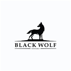 Rustic hipster silhouette wolf logo Premium Vector