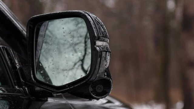 Side view camera in the car. 360 degree all-round cameras. New technologies. Modern technologies in the car.