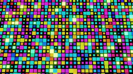 3d render. Simple geometric background with colorful plates on plane flashing like neon lights. Creative colorful background.