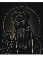 Outline of Guru Nanak Dev Ji Maharaj which is also Known as First Sikh Guru and Guru Nanak Jayanti festival of Sikh celebration Happy Gurpurab