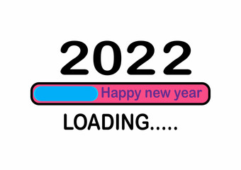 Vecter of loading with new year 2022 bar.Transfer Download to 2022 year.Digital data,circuit board, Scientific,technology.Vecter digital art and  new year 2022 concept.  