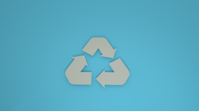 World Recicling Day Symbol, Sign Or Logo. Blue Background. Recicle Sign. Fresh Blue Background With Recicle Sign Illustration. White Arrow. 3d Illustration.