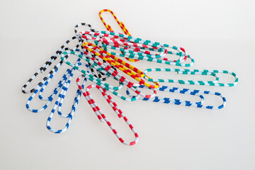 Paper clips, stationery, office, school, metal, funny multicolored, selective focus