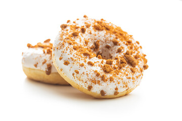 Sweet glazed donut with sprinkles.