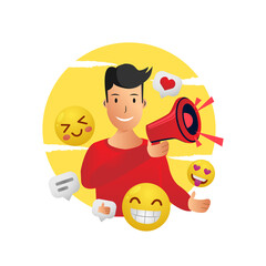 Illustration boy take a megaphone