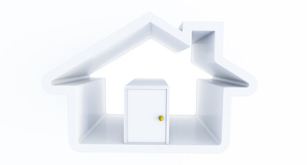 3d render of house frame icon isolated on white background, Minimal 3D home and house symbol