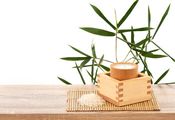Amazake , sake or rice wine isolated on white background.