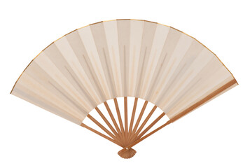 Old japanese folding fan isolated on white background.