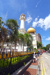 The Sultan Mosque or Masjid Sultan located at Muscat Street and North Bridge Road in Singapore's Kampong Glam district.