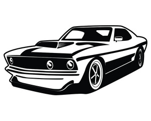 american muscle car logo silhouette. isolated white background view from front. premium vector design. Best for badge, emblem, icon, design sticker, old car industry. available in eps 10.