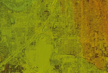Digital elevation model. GIS 3D illustration made after proccesing aerial pictures taken from a drone. It shows lidar scanned, huge urban area of a city with roads and junctions between dense blocks